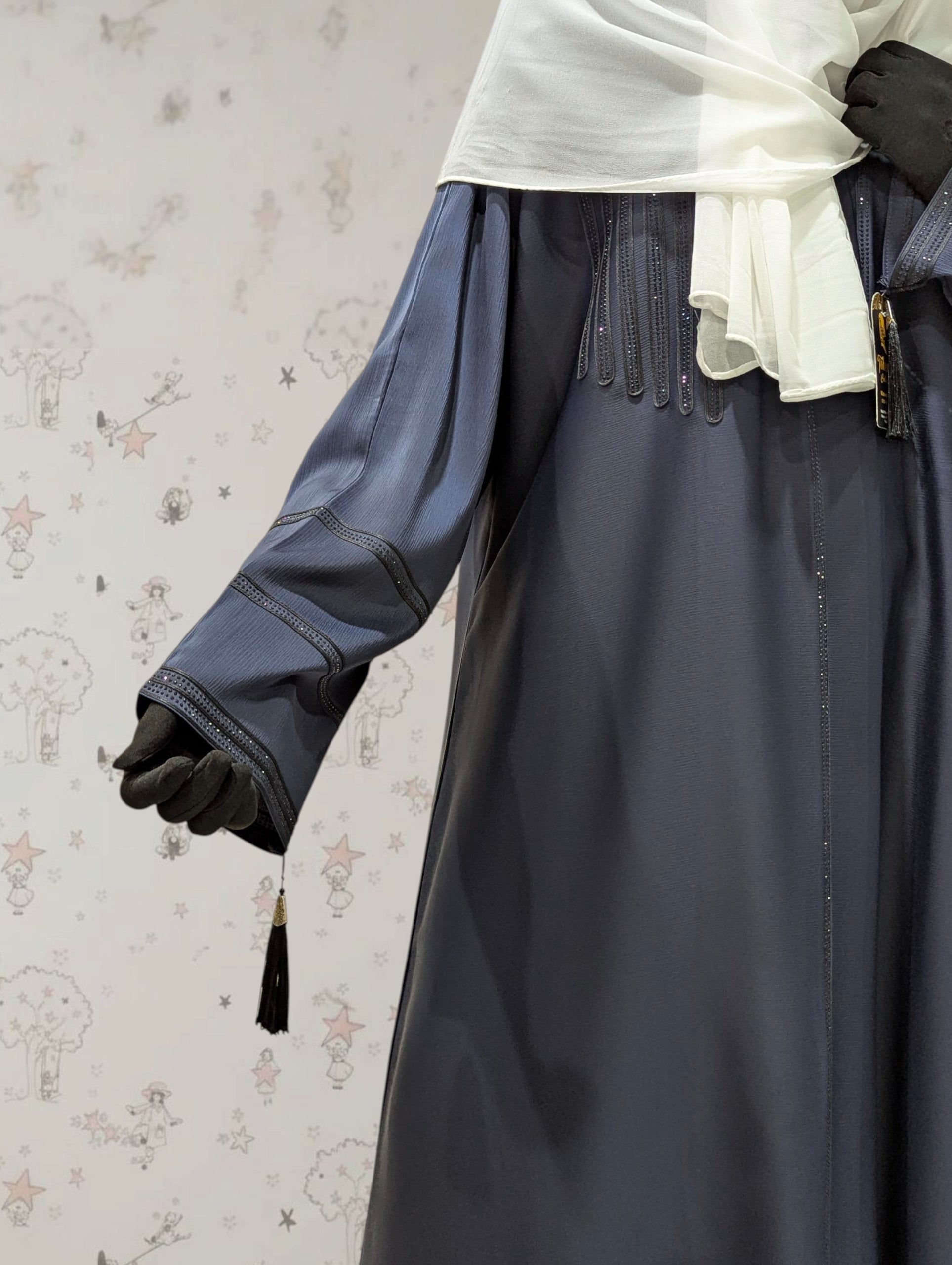 Navy Blue Blush Abaya